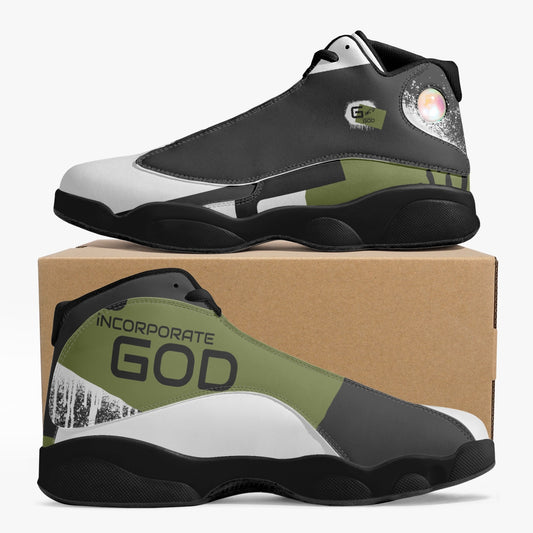 G-Inc'd  Unisex High-Top Leather Basketball Sneakes Olive