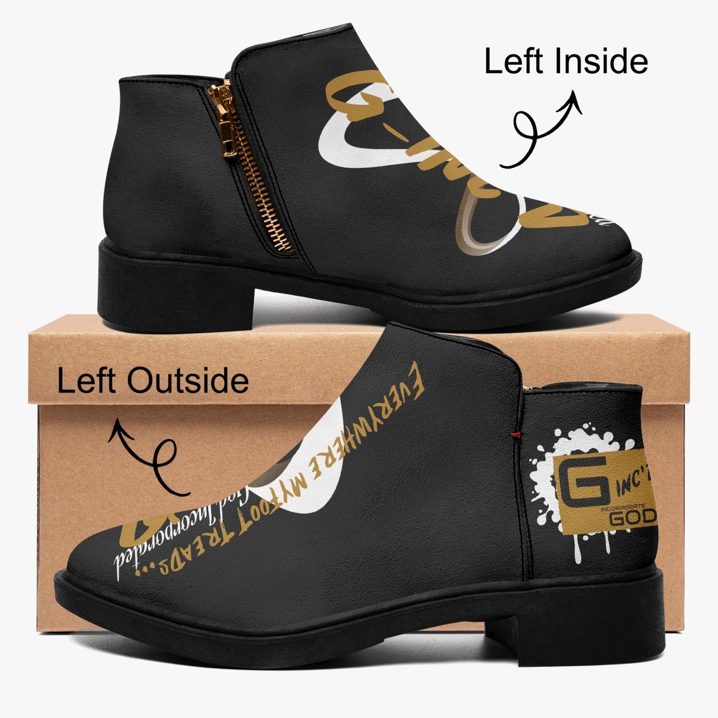 Black G-Inc'd Zipper Boots