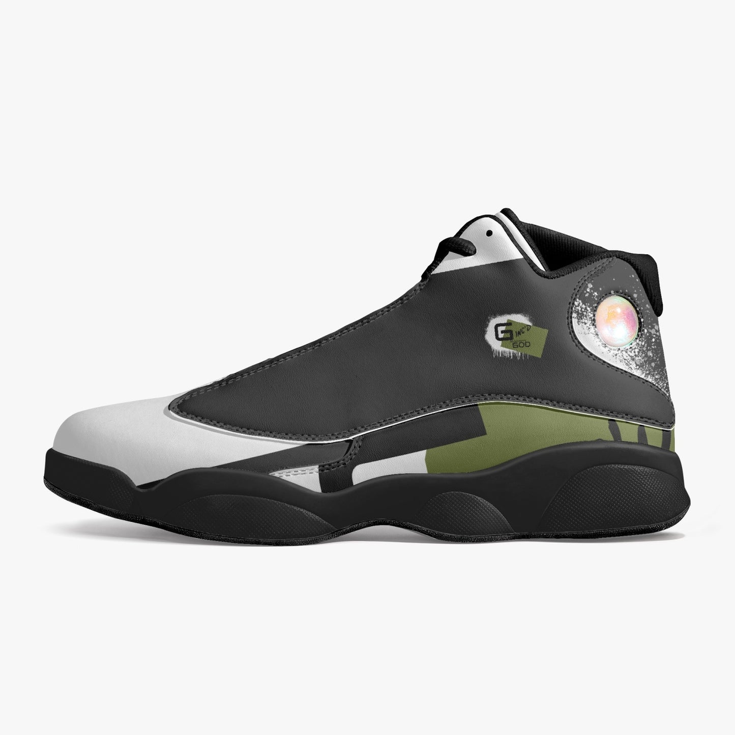 G-Inc'd  Unisex High-Top Leather Basketball Sneakes Olive