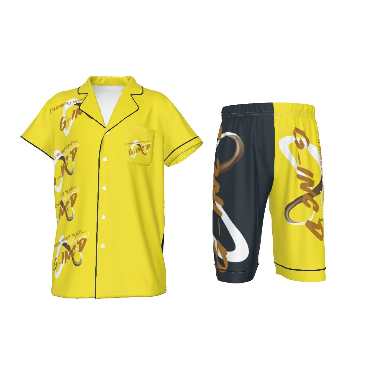 G-Inc'd Unisex Kid's Imitation Silk Short Pajamas Yellow
