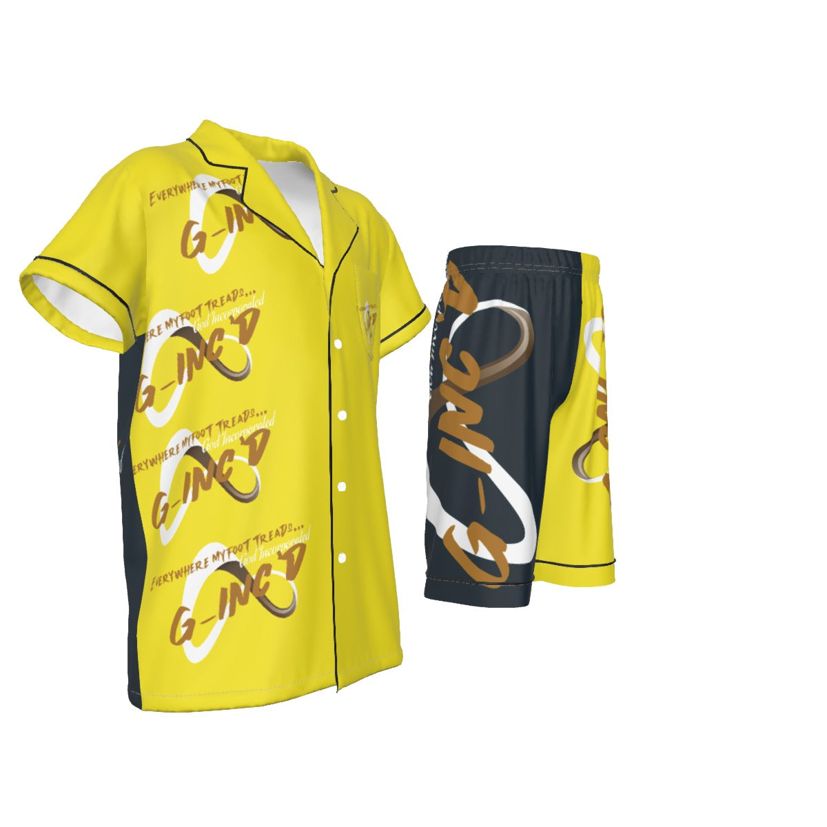 G-Inc'd Unisex Kid's Imitation Silk Short Pajamas Yellow