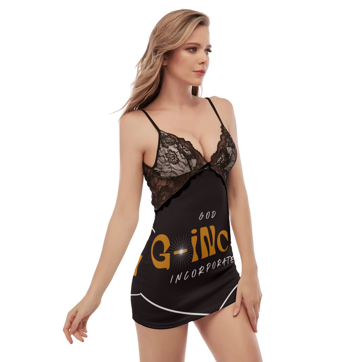 Women's Back Straps Cami Dress With Lace