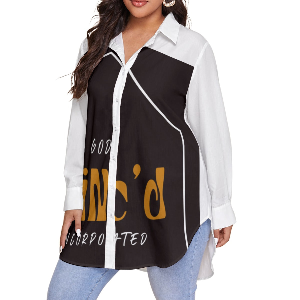 G-Inc'd Women's Shirt With Long Sleeve(Plus Size)