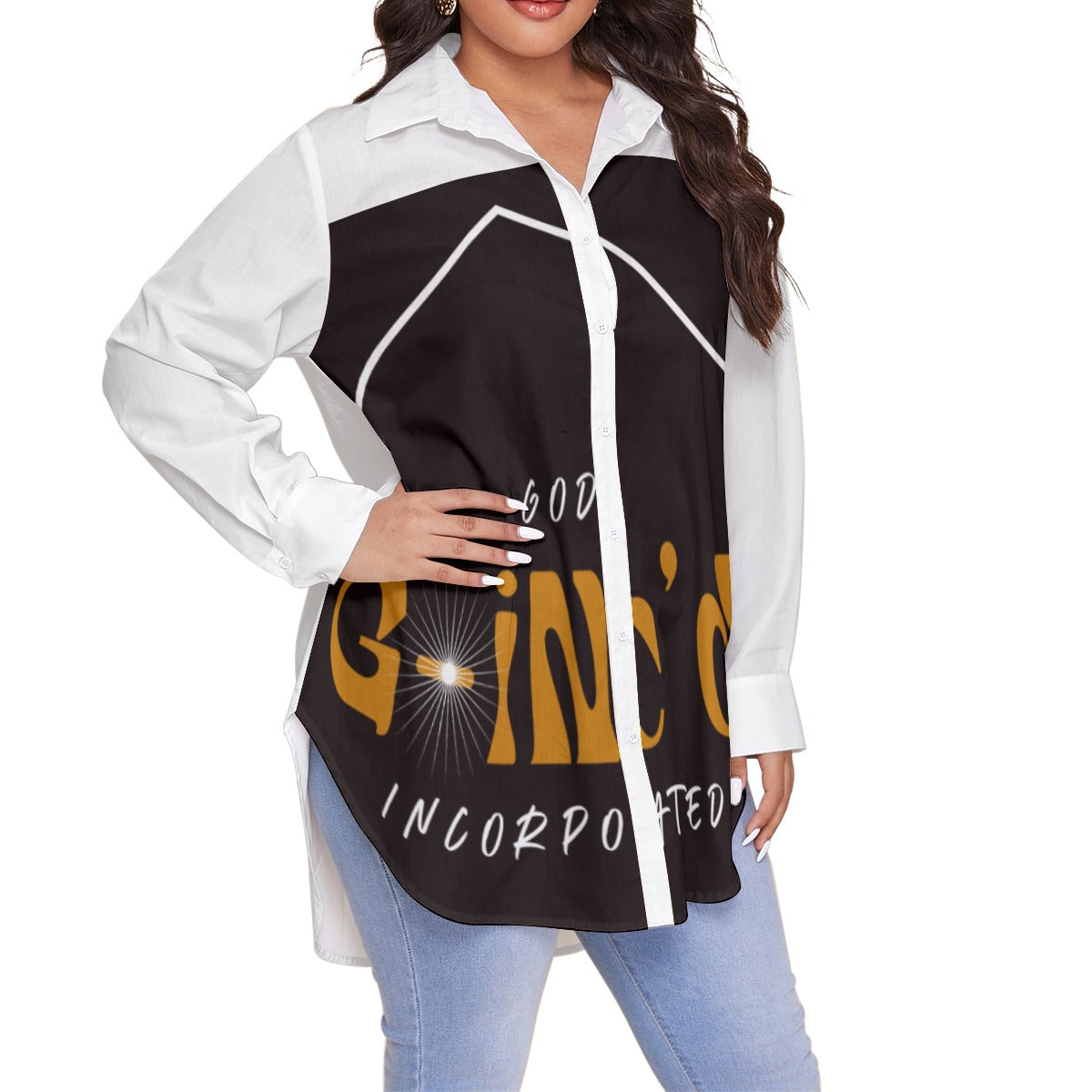 G-Inc'd Women's Shirt With Long Sleeve(Plus Size)
