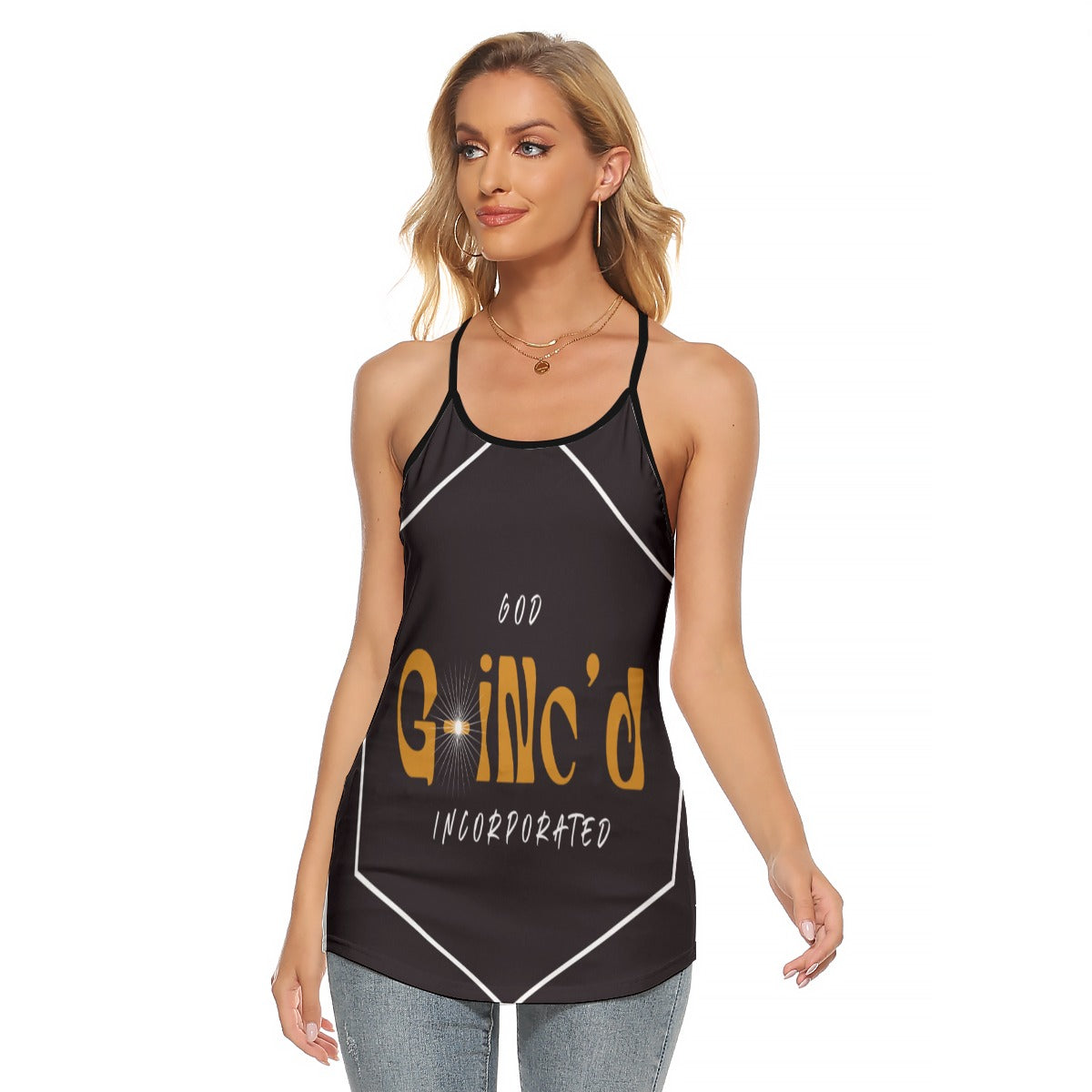 G-Inc'd Women's Criss-Cross Open Back Tank Top