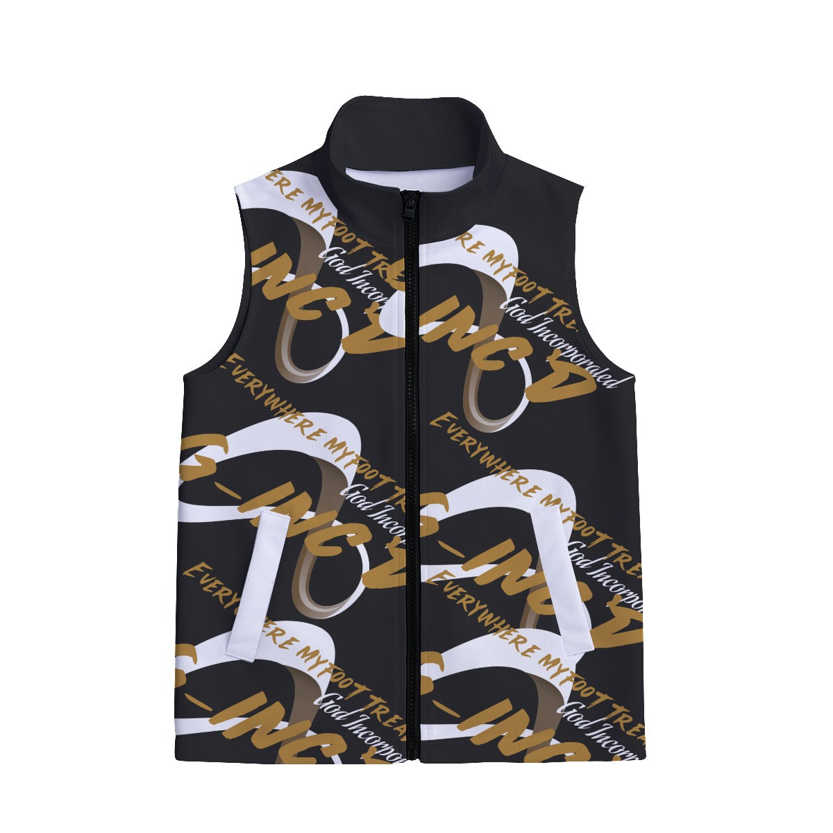 G-Inc'd Kid's Stand-up Collar Sleeveless Jacket Black