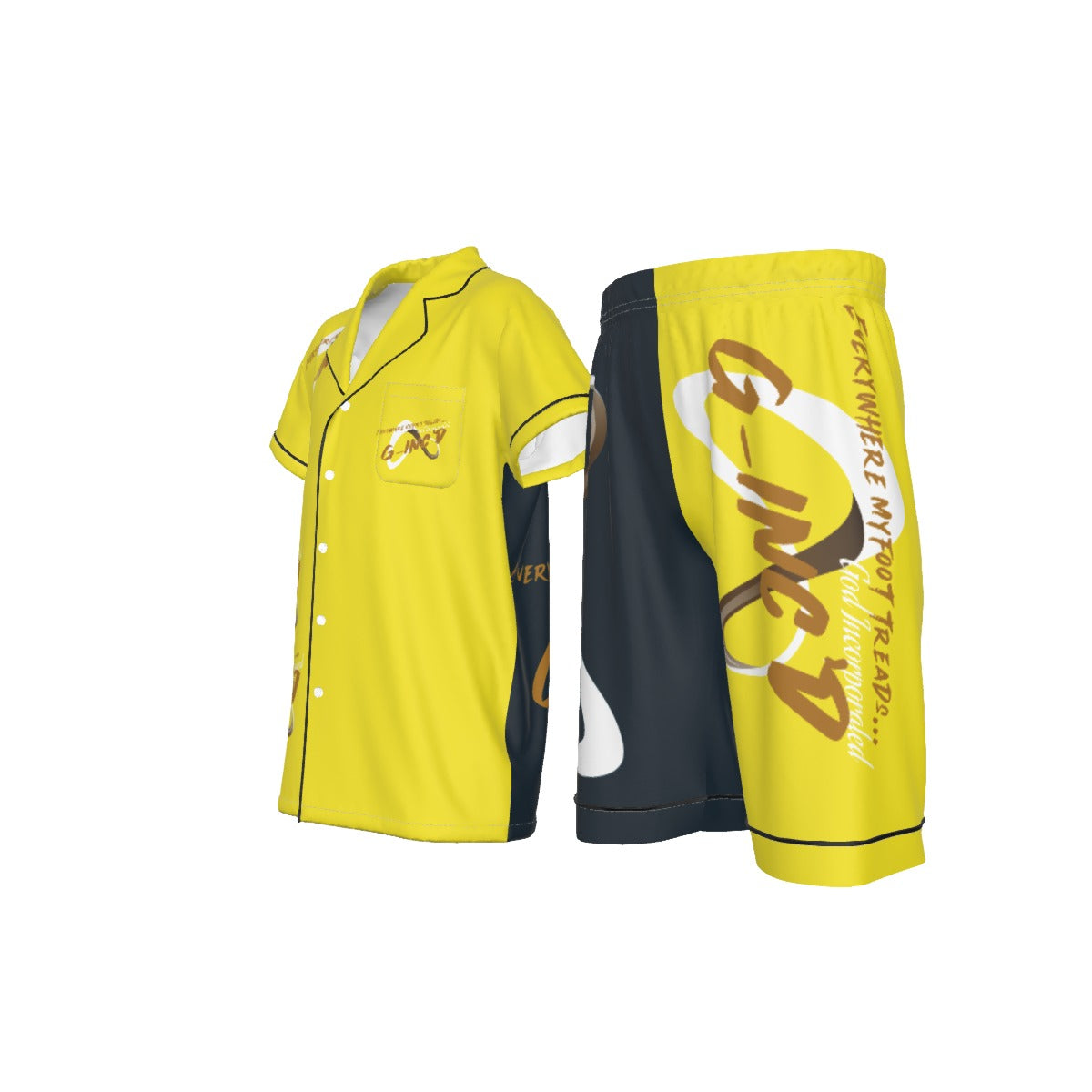 G-Inc'd Unisex Kid's Imitation Silk Short Pajamas Yellow