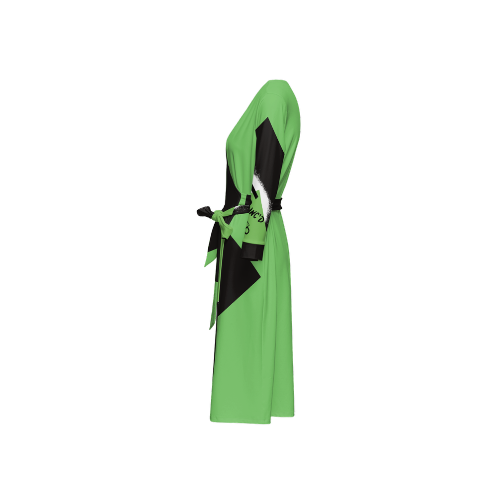 G-Inc'd ¾ Sleeve Wrap Dress Green