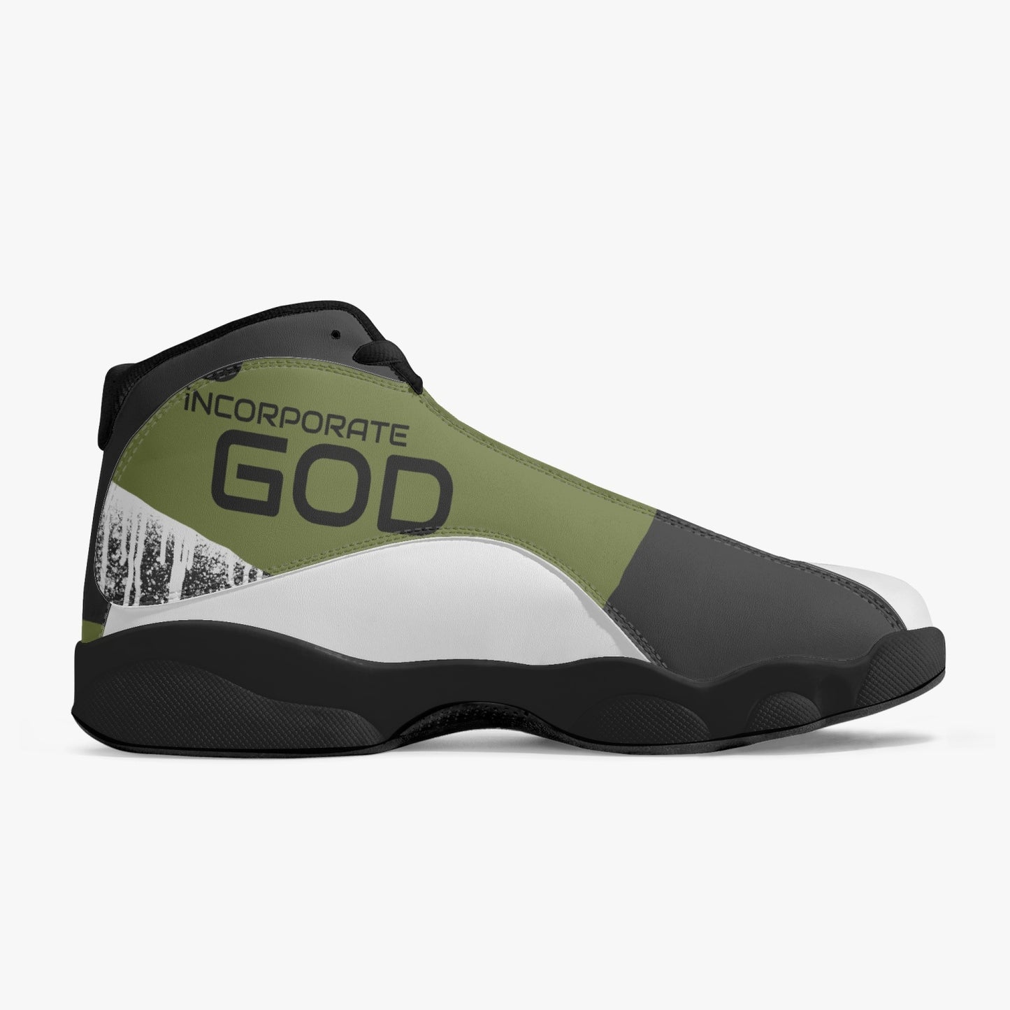 G-Inc'd  Unisex High-Top Leather Basketball Sneakes Olive