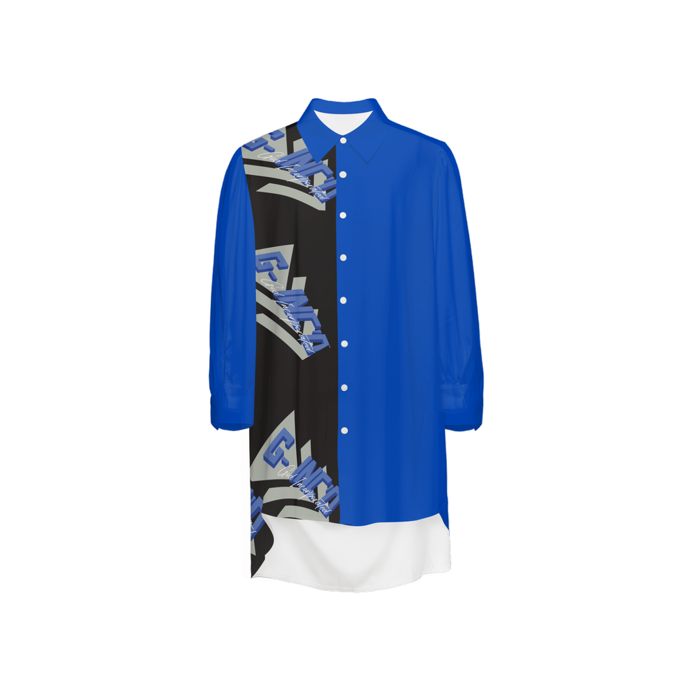 G-Inc'd High-Low Long-Sleeve Hem Shirt Blue