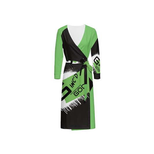 G-Inc'd ¾ Sleeve Wrap Dress Green