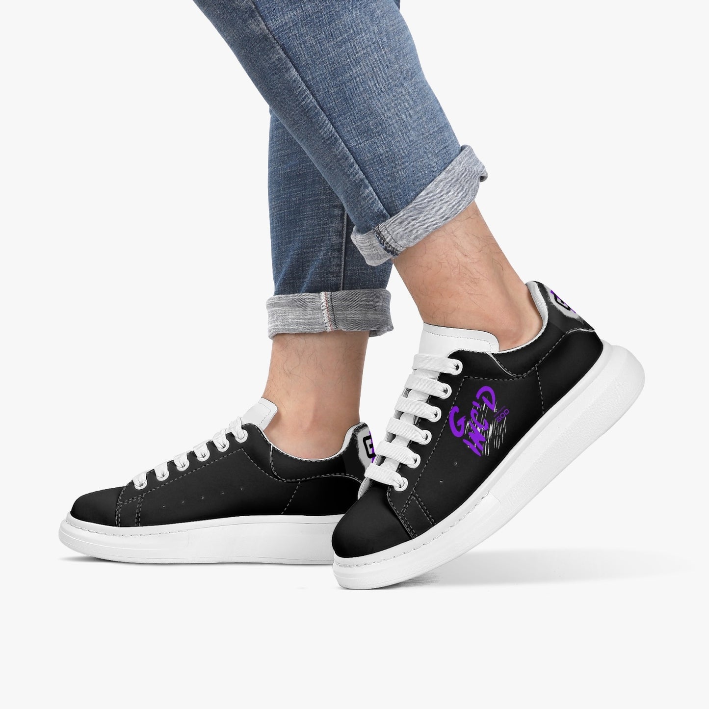 G-Inc'd Black/Purple Leather Steppers