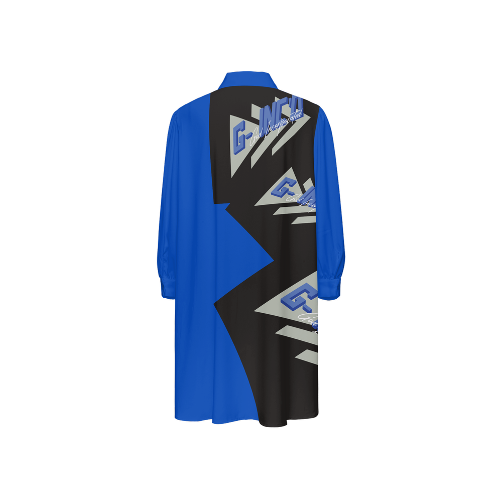G-Inc'd High-Low Long-Sleeve Hem Shirt Blue