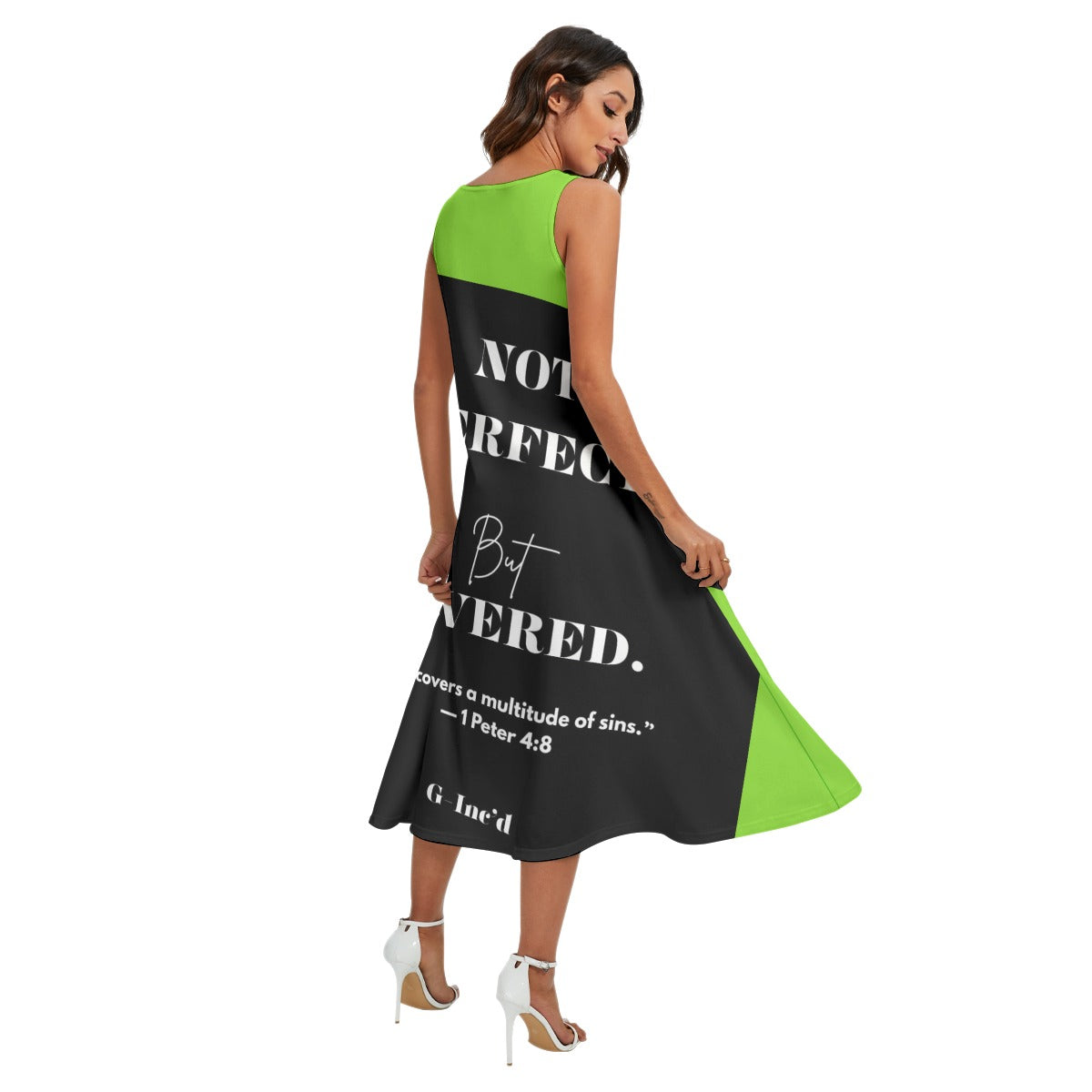 Kingdom Faith "Not Perfect" Tank Dress Black/Green