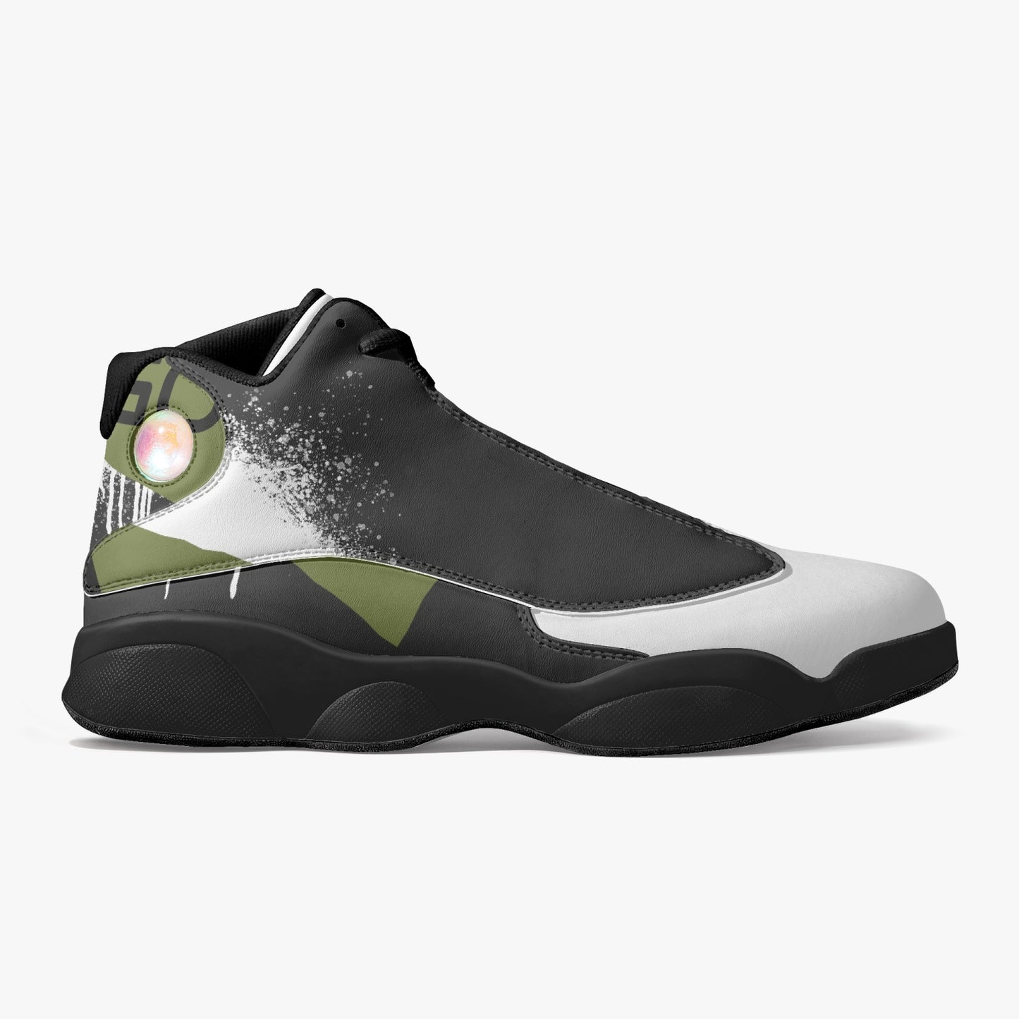 G-Inc'd  Unisex High-Top Leather Basketball Sneakes Olive