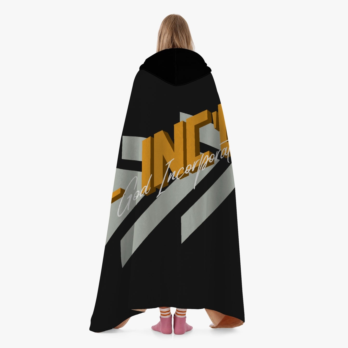 320. Casual Dual-Sided Stitched Hoodie Blanket (Black)