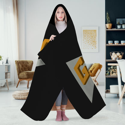 320. Casual Dual-Sided Stitched Hoodie Blanket (Black)