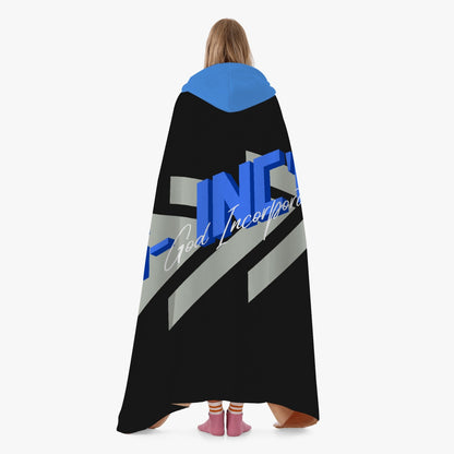 320. Casual Dual-Sided Stitched Hoodie Blanket (Blue)