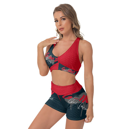 Faith Streetwear Womens Sports Bra Suit- Red  | G-Inc'd