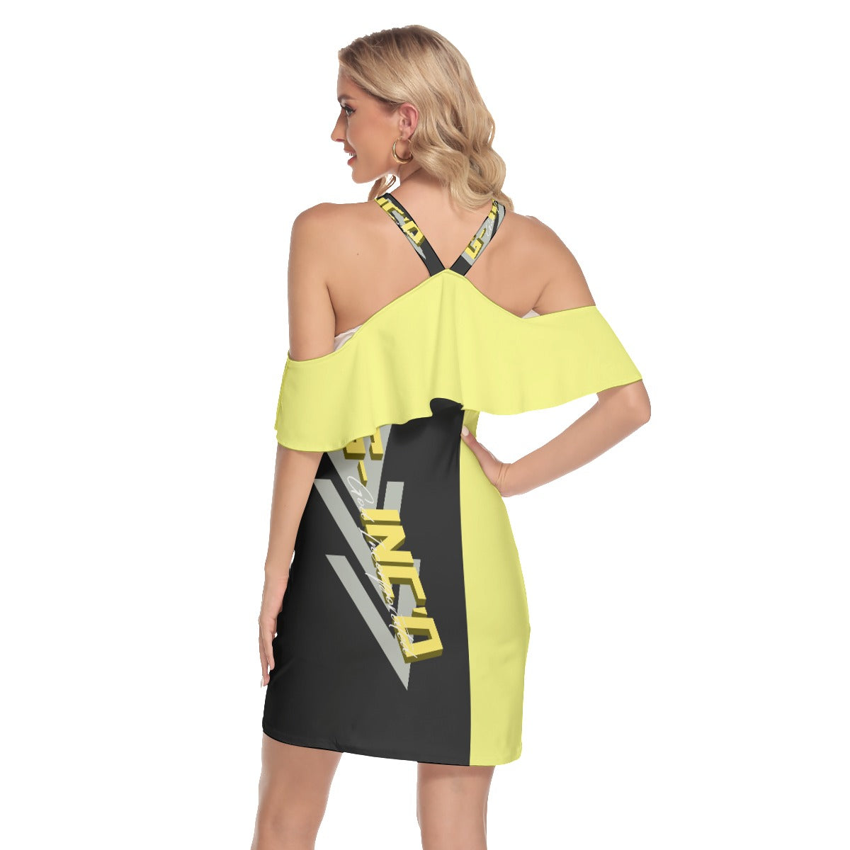 G-Inc'd Cold Shoulder With Ruffle Yellow