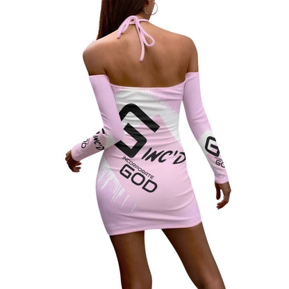 Faith Streetwear Womens Halter Lace-up Dress-  Pink | G-Inc'd