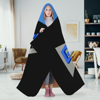 320. Casual Dual-Sided Stitched Hoodie Blanket (Blue)