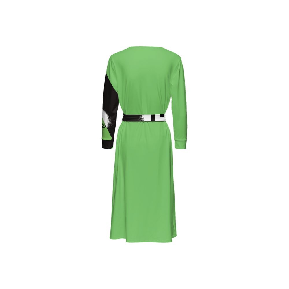 G-Inc'd ¾ Sleeve Wrap Dress Green